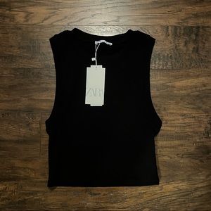 zara black crop racerback tank